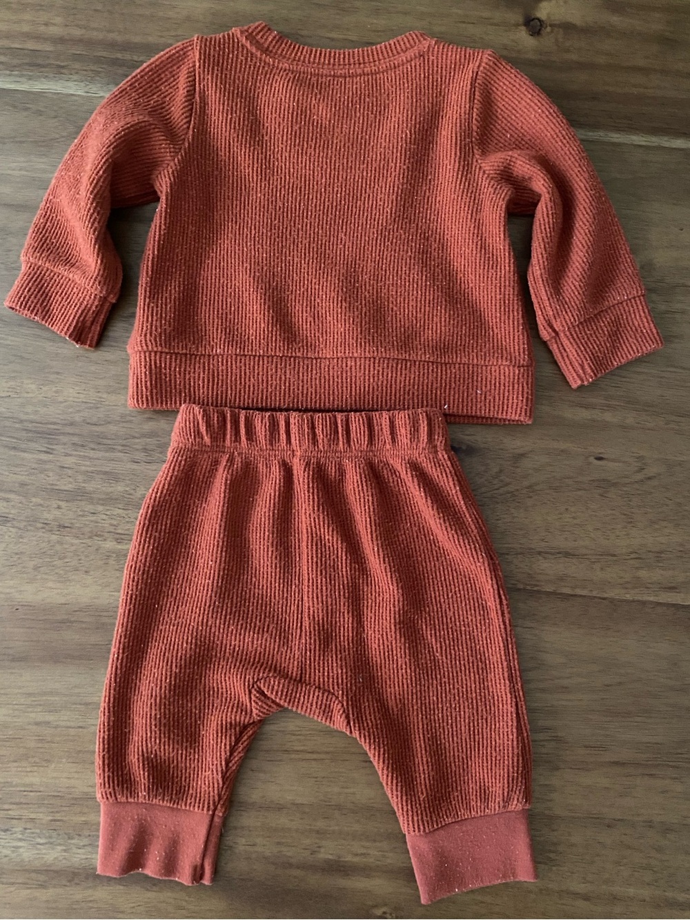 Rust Waffle Knit Baby Two-Piece Set - Picture 4 of 5